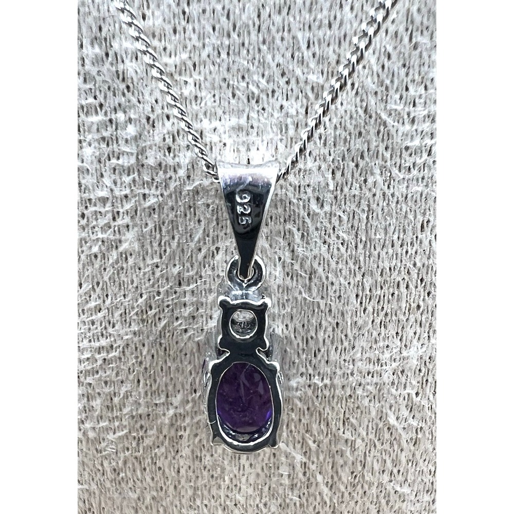Amethyst Gemstone Pendant and Ring 925 Sterling Silver 18" Chain and Size 8 Ring - Picture 3 of 13